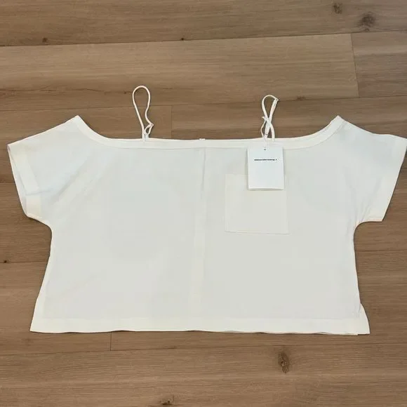 T by Alexander Wang Crepe Cold Shoulder Top - New with Tags - Women's size 10 - Picture 4 of 8